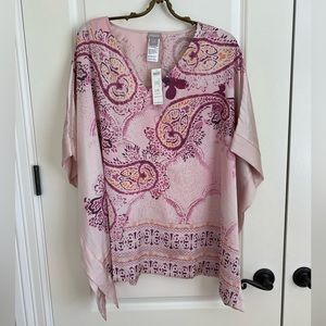 NWT Chico’s Paisley with Border Blouse Poncho Multi Colors size L/XL